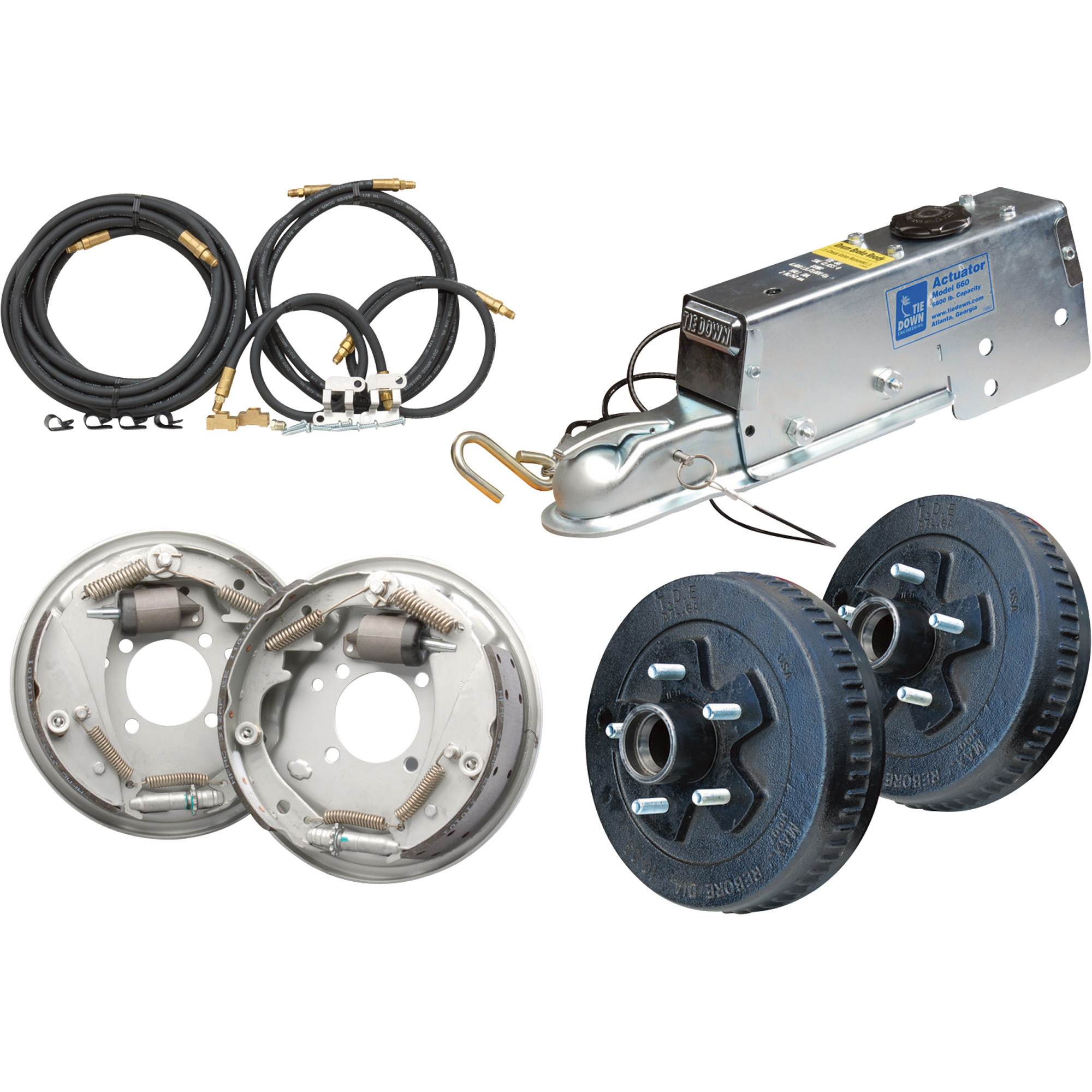 Dexter Hydraulic Drum Brake Kit, 10in. Drum, 6,600-Lb. Actuator, 5 Lugs, Model# K71-G00-45